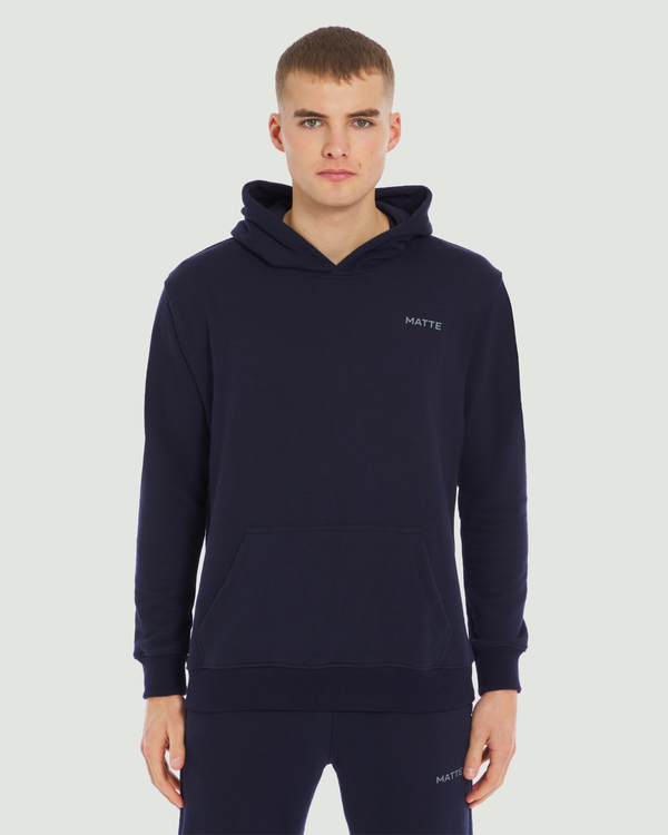 Navy Loopback Hooded Sweatshirt